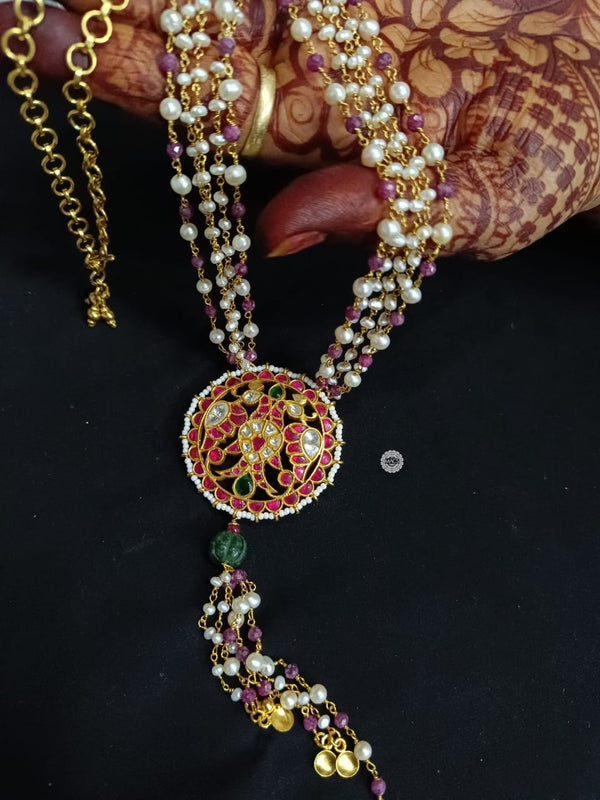 925 Peacock Kundan Pearl Necklace